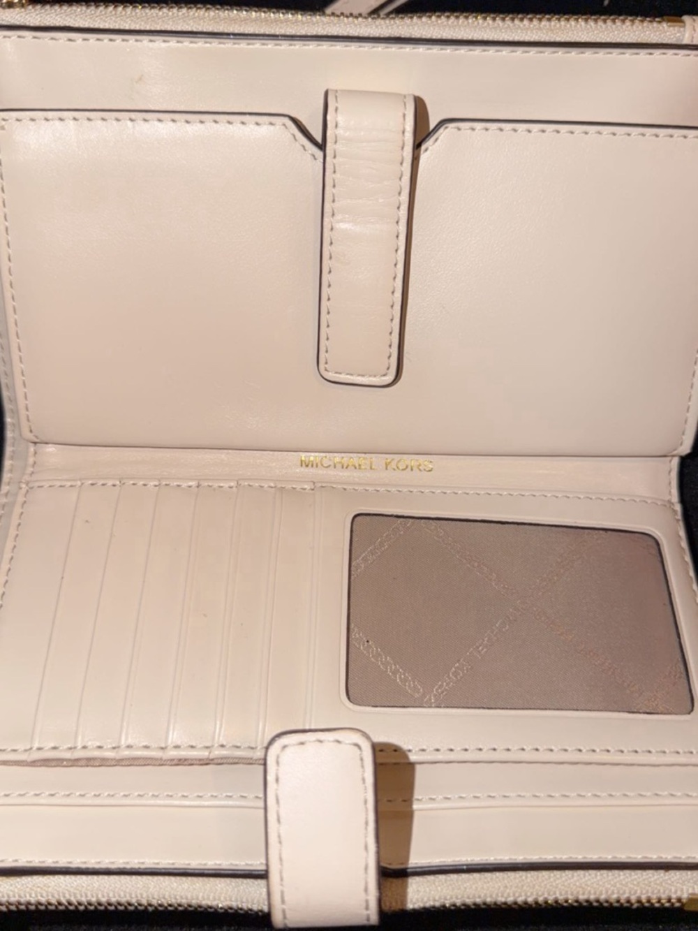 Michael Kors White Leather Wristlet with Multicolor MK Print - Picture 3 of 3